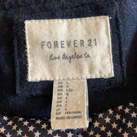 Navy wool jacket from Forever 21. Perfect shape. Worn once. Sz L - Picture 5 of 9